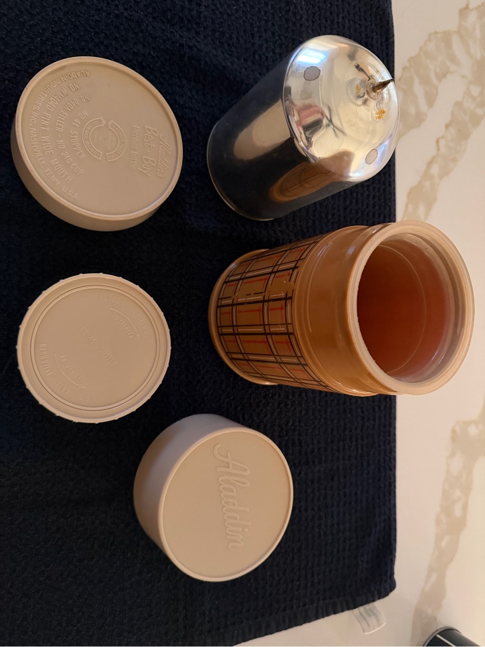 Aladdin Brown Plaid Insulated Travel Mug - Brown